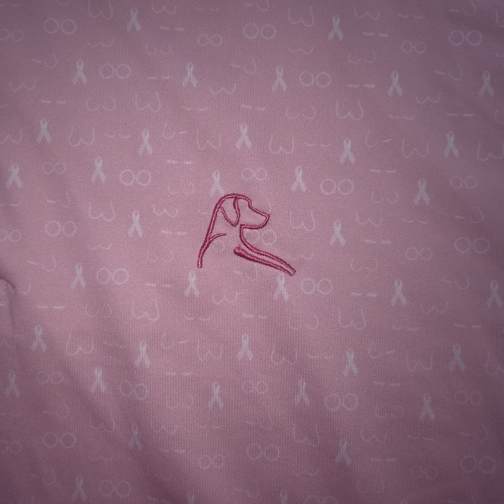 Rhoeback Pink Ribbon Breast Cancer Short Sleeve UPF Performance Golf Polo SZL - Picture 6 of 10